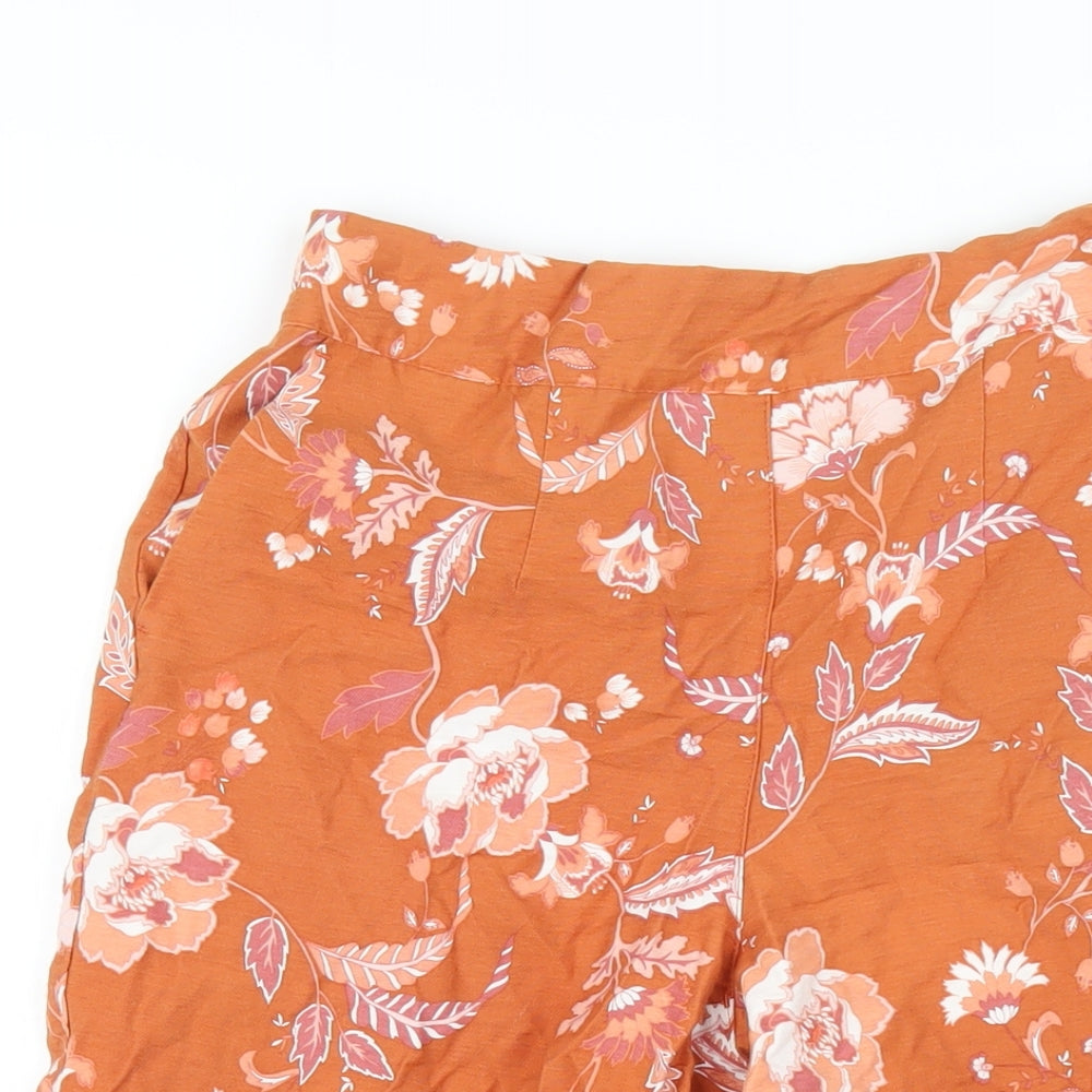 Target Womens Orange Floral Viscose Cropped Trousers Size 8 L20 in Regular