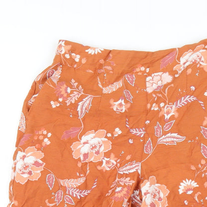 Target Womens Orange Floral Viscose Cropped Trousers Size 8 L20 in Regular