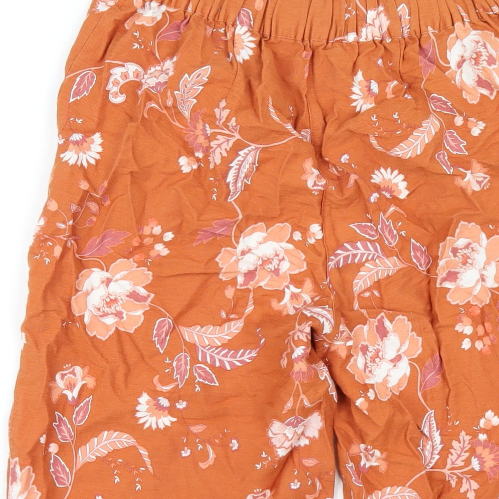 Target Womens Orange Floral Viscose Cropped Trousers Size 8 L20 in Regular