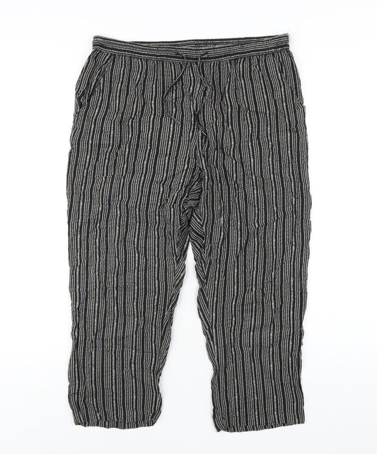 Maine Womens Black Geometric Viscose Cropped Trousers Size 12 L21 in Regular