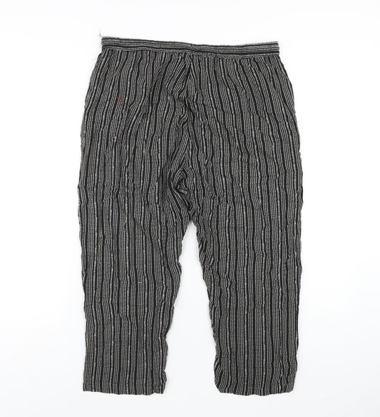 Maine Womens Black Geometric Viscose Cropped Trousers Size 12 L21 in Regular