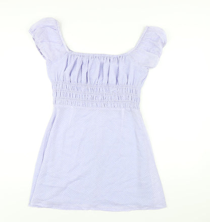 Lulu & Rose Womens Blue Polka Dot Polyester A-Line Size L Off the Shoulder Zip