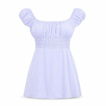 Lulu & Rose Womens Blue Polka Dot Polyester A-Line Size L Off the Shoulder Zip