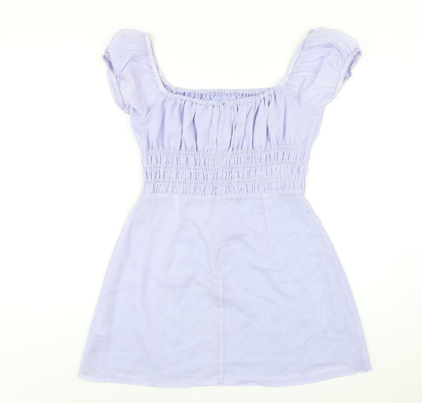 Lulu & Rose Womens Blue Polka Dot Polyester A-Line Size L Off the Shoulder Zip