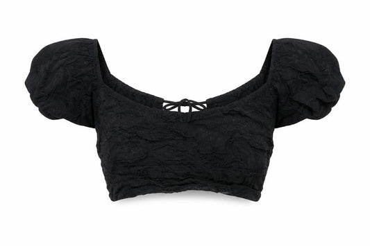 Red Berry Womens Black Viscose Cropped T-Shirt Size 12 Off the Shoulder