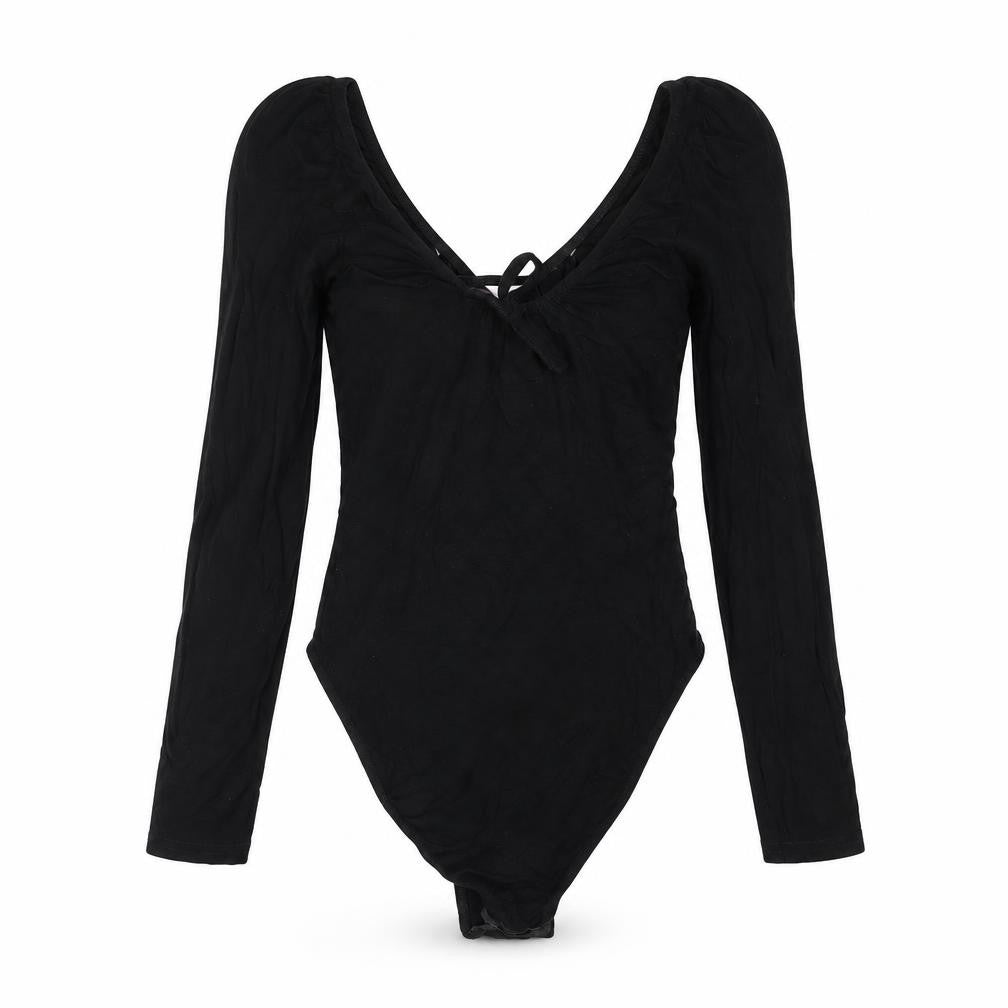 Miss Selfridge Womens Black Vinyl Bodysuit One-Piece Size 6 Snap