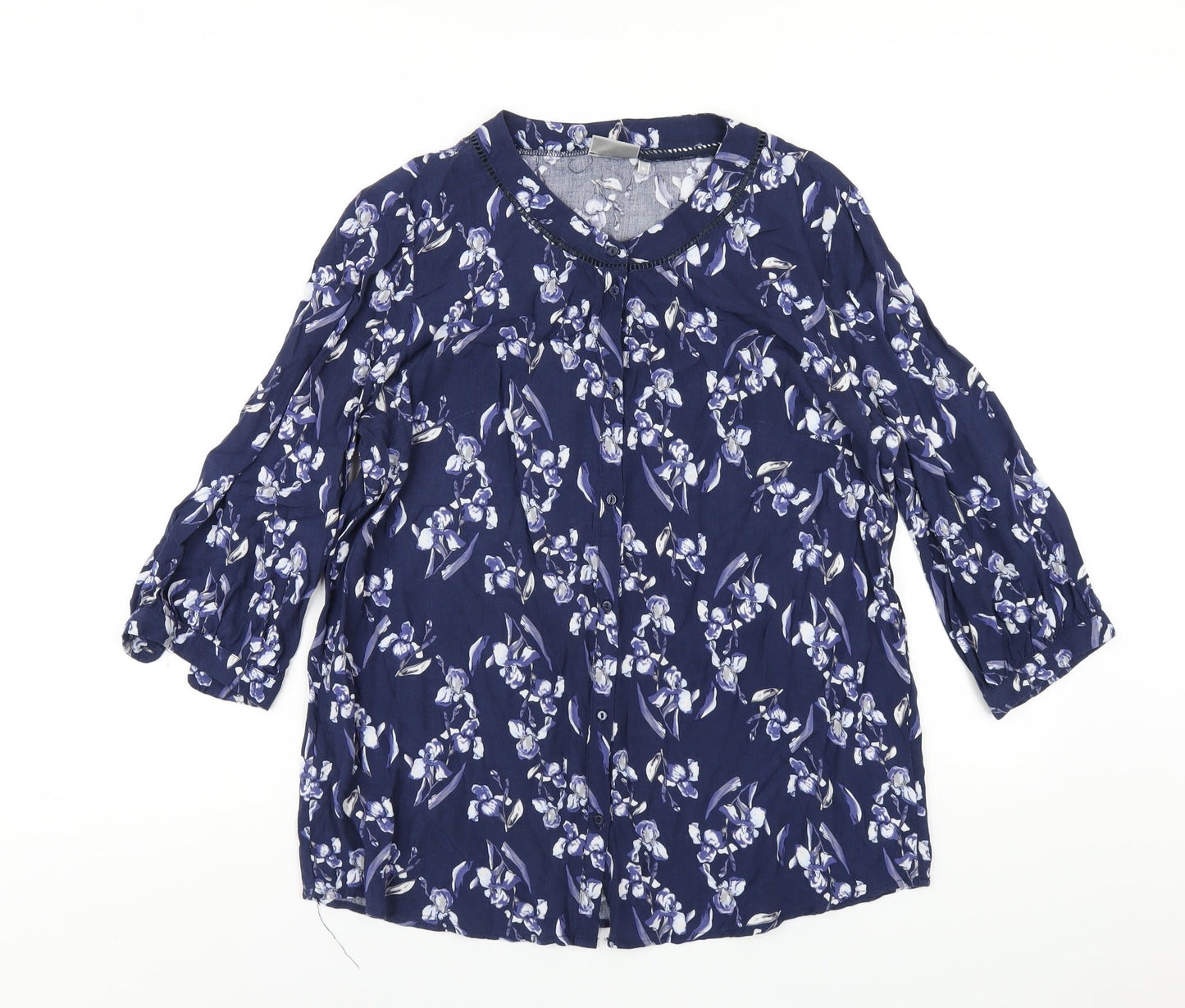Womens UK Size M Fransa Blue Basic Button-Up