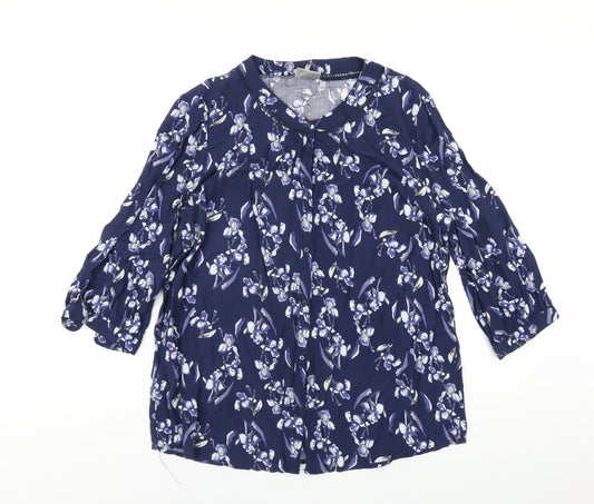 Womens UK Size M Fransa Blue Basic Button-Up