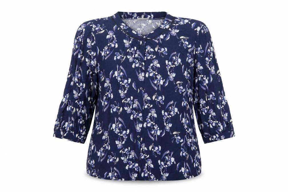 Womens UK Size M Fransa Blue Basic Button-Up