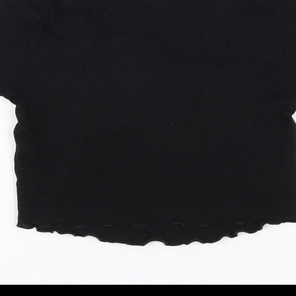 ASOS Womens Black Cotton Basic T-Shirt Size 6 Round Neck