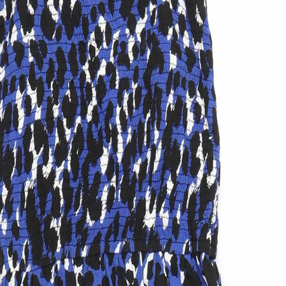 John Lewis Womens Blue Geometric Viscose A-Line Size M Square Neck Pullover