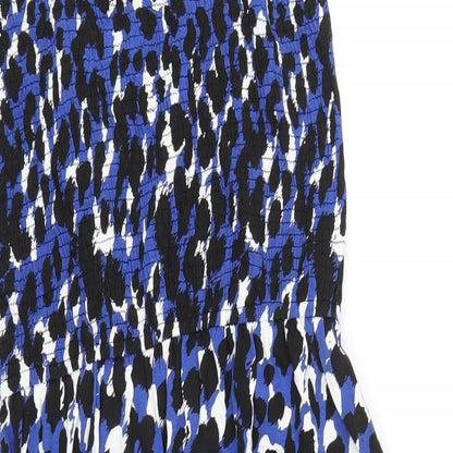 John Lewis Womens Blue Geometric Viscose A-Line Size M Square Neck Pullover