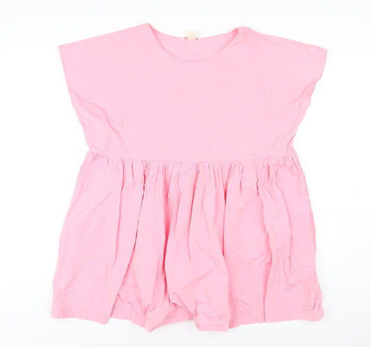 H&M Womens Pink Polyester Trapeze & Swing Size 10 Round Neck Pullover