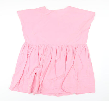 H&M Womens Pink Polyester Trapeze & Swing Size 10 Round Neck Pullover