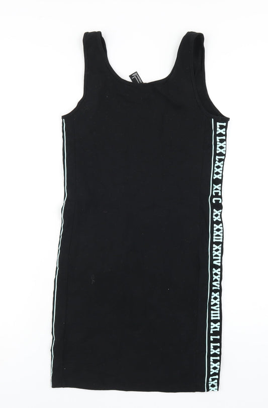 FOREVER 21 Womens Black Cotton Tank Dress Size M Scoop Neck Pullover