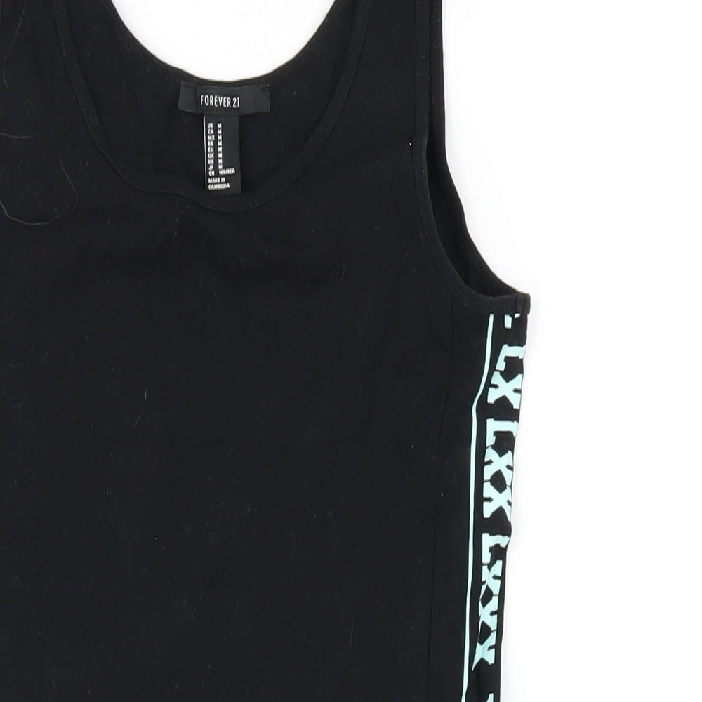FOREVER 21 Womens Black Cotton Tank Dress Size M Scoop Neck Pullover