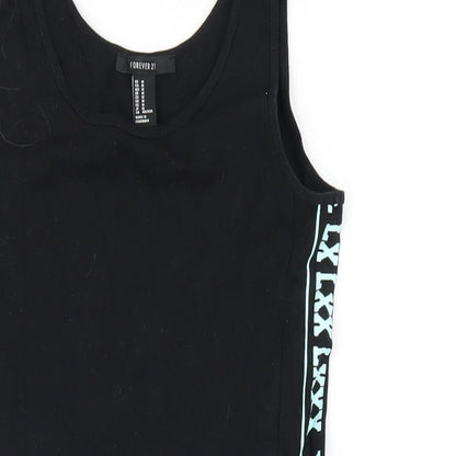 FOREVER 21 Womens Black Cotton Tank Dress Size M Scoop Neck Pullover