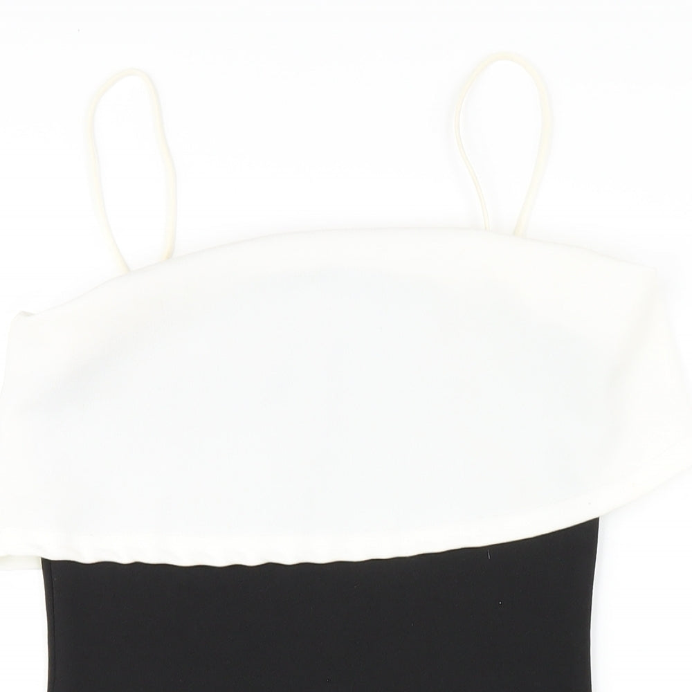 PRETTYLITTLETHING Womens Black Polyester Bodycon Size 8 Square Neck Pullover