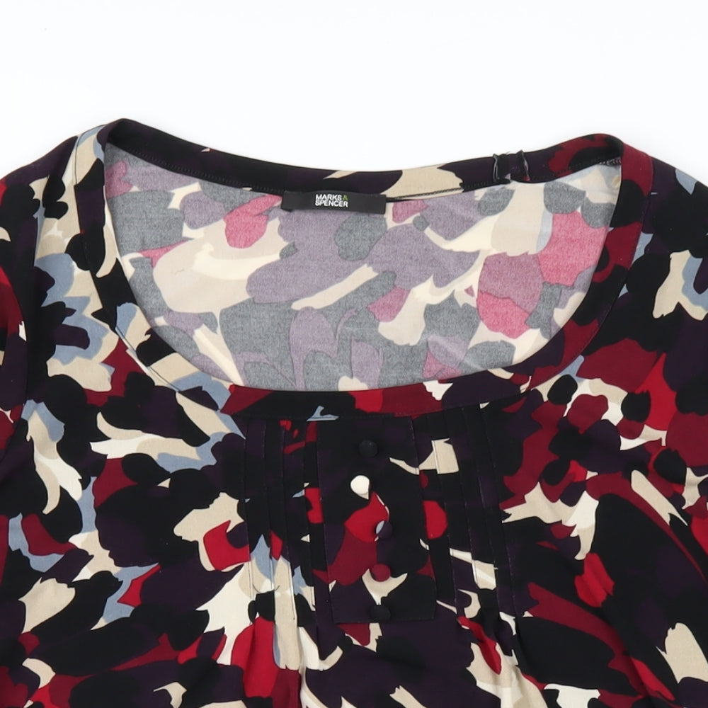 Marks and Spencer Womens Multicoloured Geometric Polyester A-Line Size 12 Scoop Neck Pullover