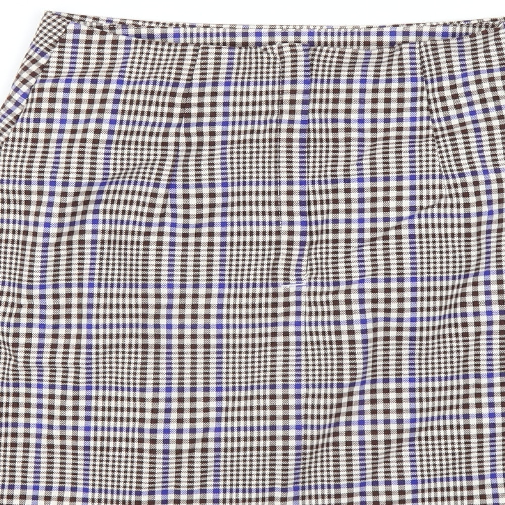 Monki Womens Multicoloured Plaid Polyester A-Line Skirt Size 6 Zip