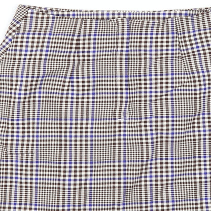 Monki Womens Multicoloured Plaid Polyester A-Line Skirt Size 6 Zip