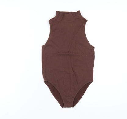 Zara Womens Brown Polyamide Bodysuit One-Piece Size XS Snap