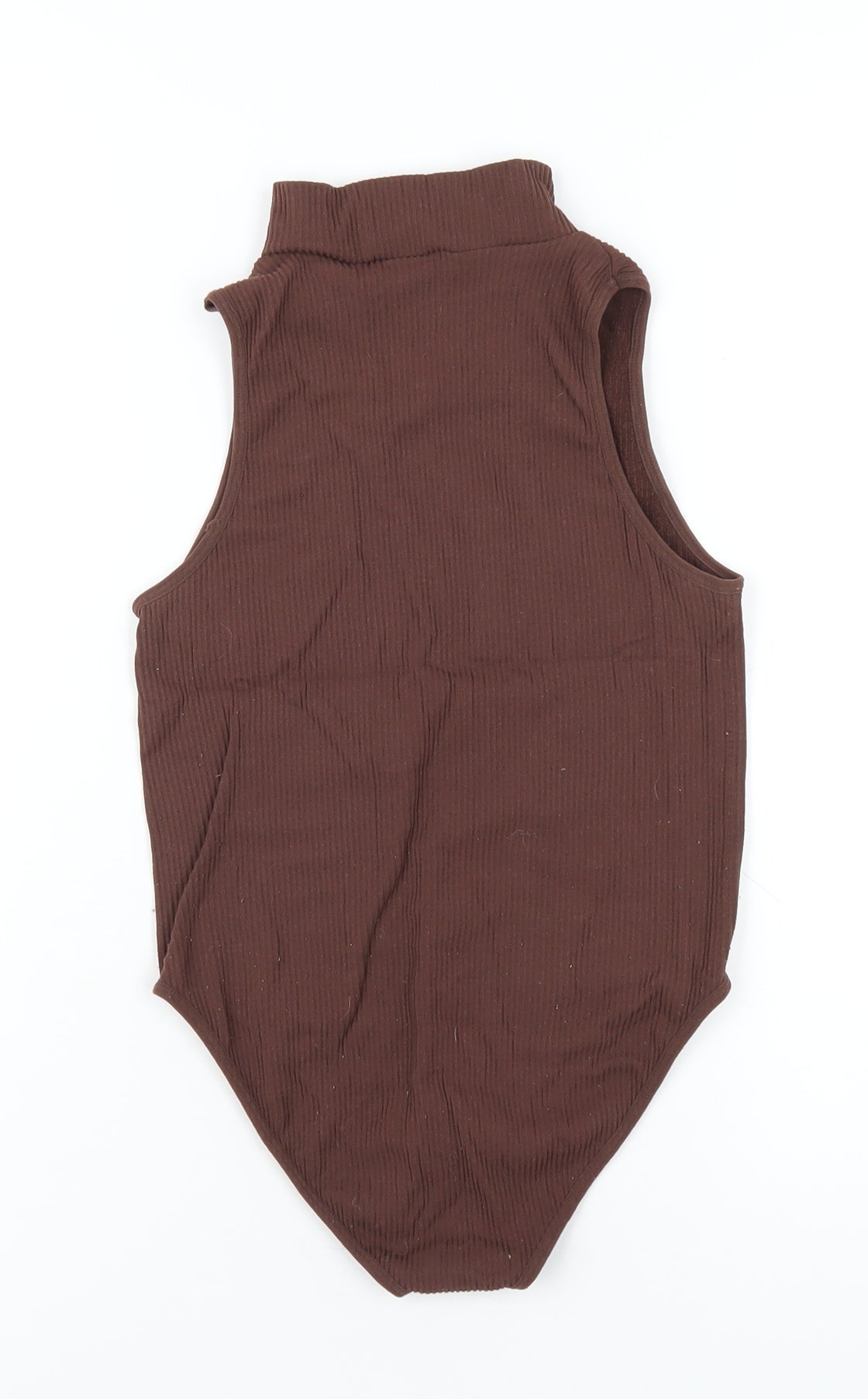 Zara Womens Brown Polyamide Bodysuit One-Piece Size XS Snap