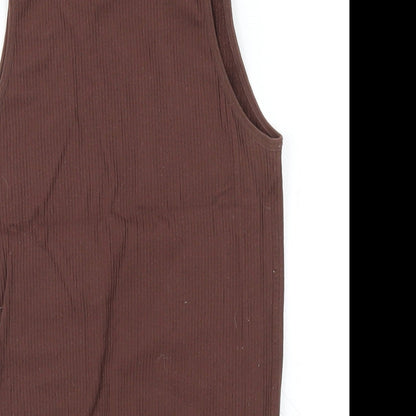 Zara Womens Brown Polyamide Bodysuit One-Piece Size XS Snap