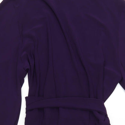 Wallis Womens Purple Polyester Bodycon Size 10 V-Neck Pullover