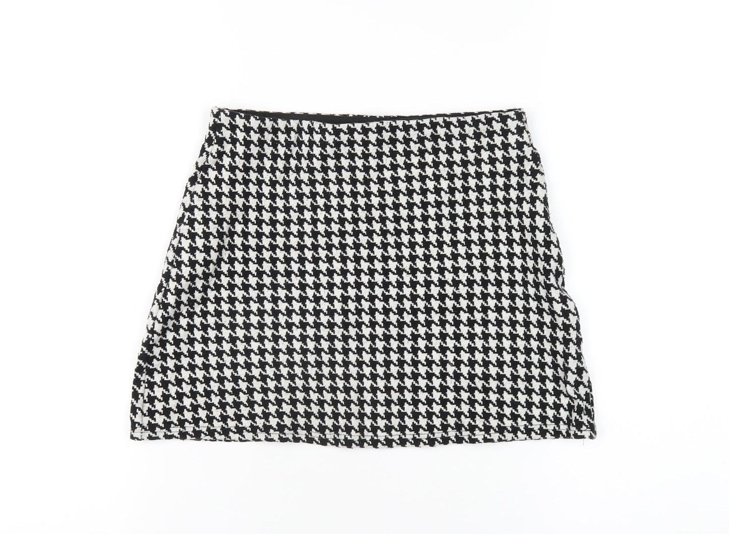 Mango Womens Black Geometric Cotton A-Line Skirt Size S