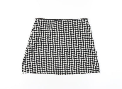 Mango Womens Black Geometric Cotton A-Line Skirt Size S