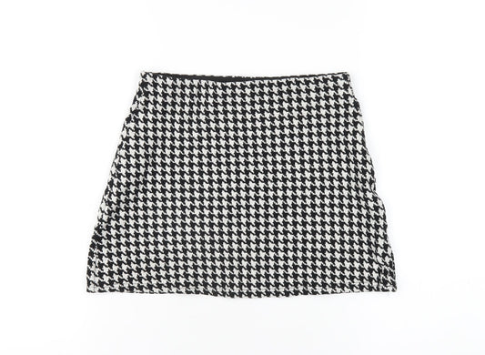 Mango Womens Black Geometric Cotton A-Line Skirt Size S