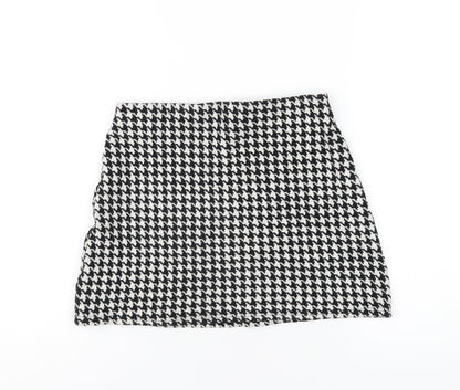 Mango Womens Black Geometric Cotton A-Line Skirt Size S