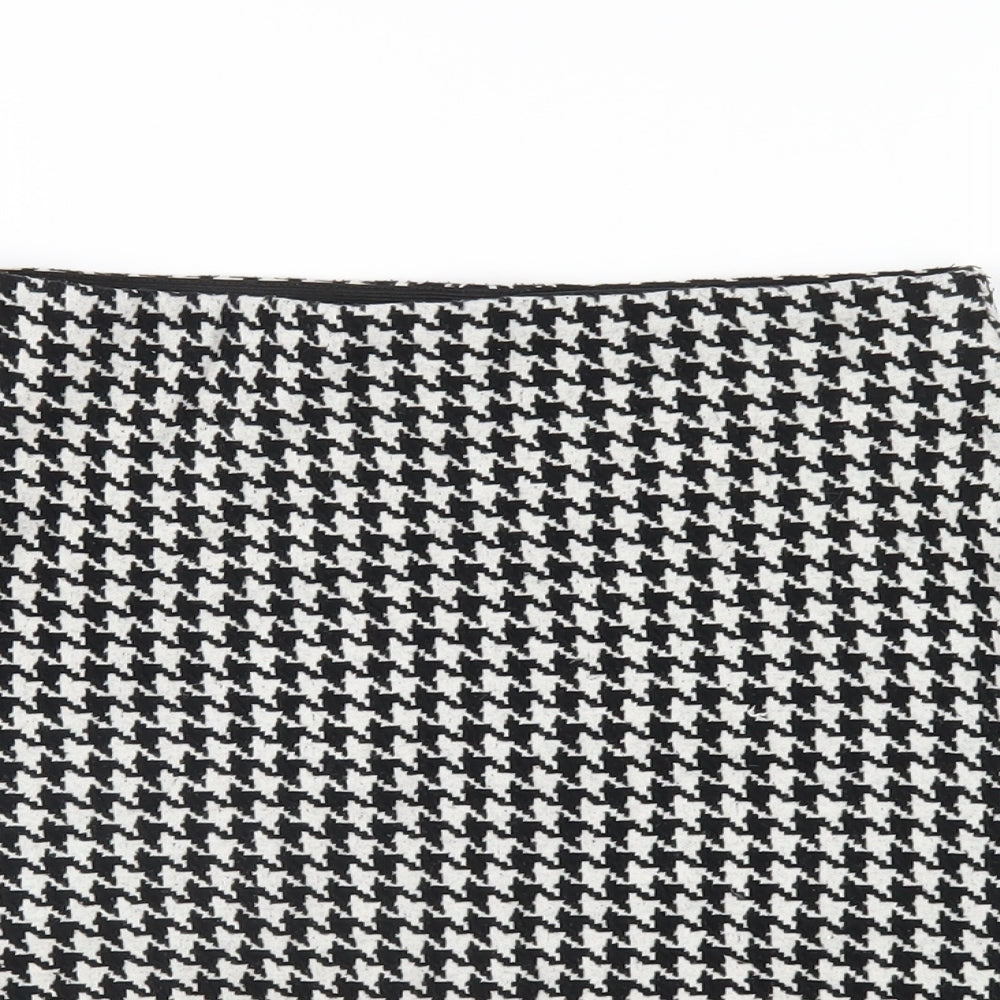 Mango Womens Black Geometric Cotton A-Line Skirt Size S