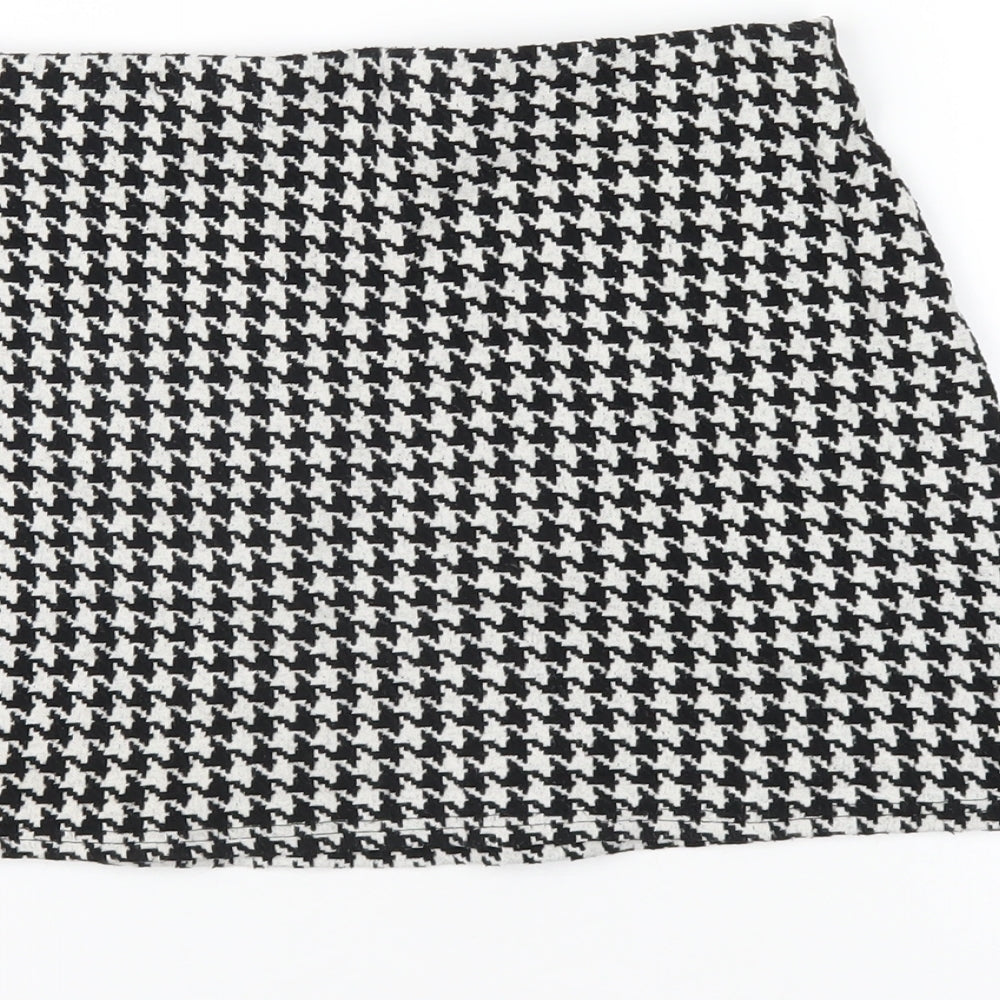 Mango Womens Black Geometric Cotton A-Line Skirt Size S