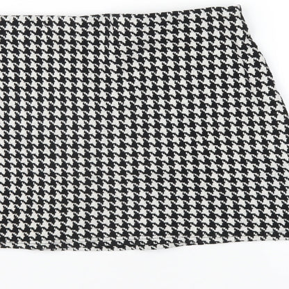 Mango Womens Black Geometric Cotton A-Line Skirt Size S