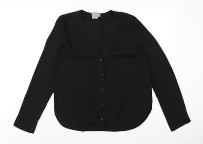 Womens UK Size 14 ASOS Black Basic Button-Up