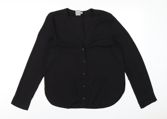 Womens UK Size 14 ASOS Black Basic Button-Up