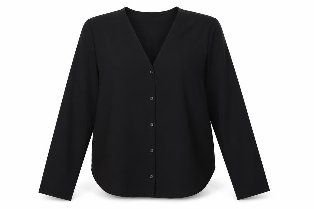 Womens UK Size 14 ASOS Black Basic Button-Up