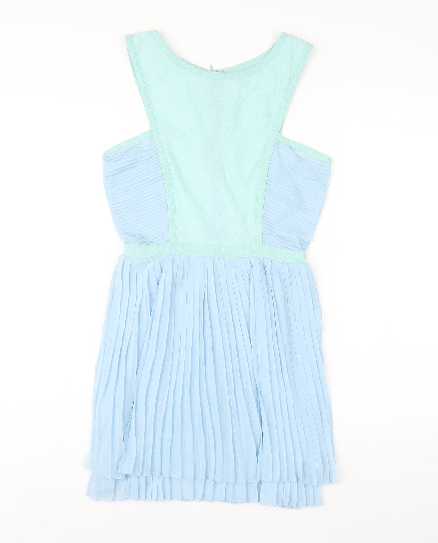 Missguided Womens Blue Polyester A-Line Size 8 Round Neck Zip