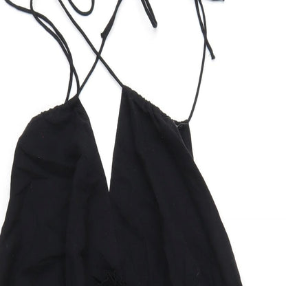 H&M Womens Black Cotton A-Line Size L V-Neck Pullover