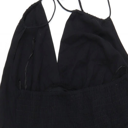 H&M Womens Black Cotton A-Line Size L V-Neck Pullover