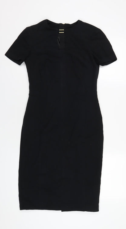 marksand Womens Blue Polyester Bodycon Size 8 Round Neck Zip