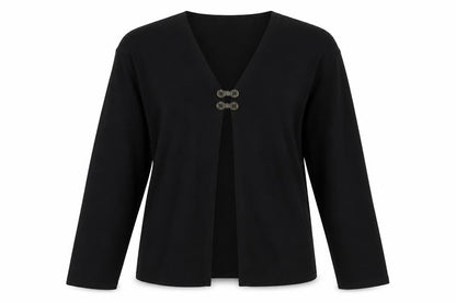 Trendy Touch Womens Black Polyester Basic T-Shirt Size S V-Neck