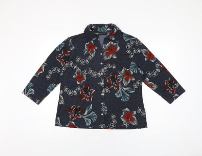 Womens UK Size L Anna Rose Blue Basic Button-Up