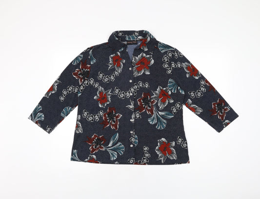 Womens UK Size L Anna Rose Blue Basic Button-Up