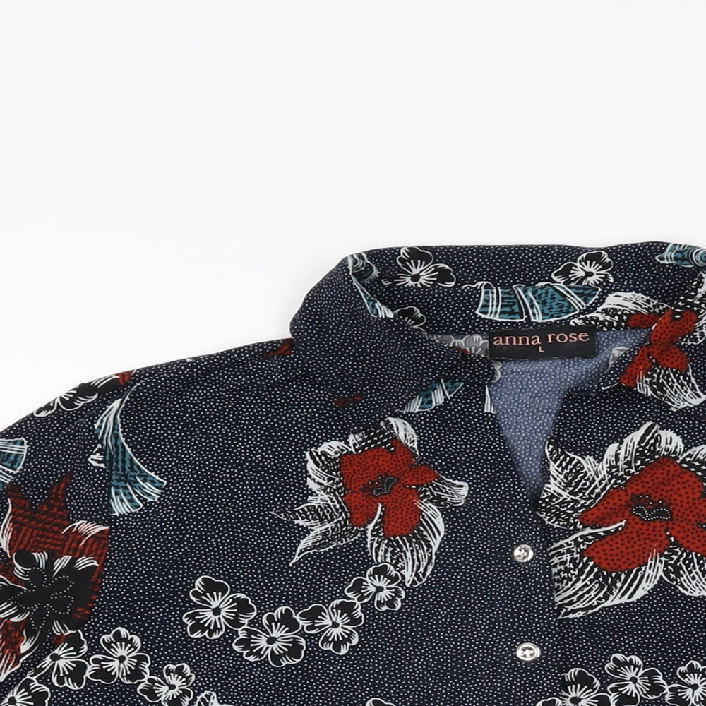 Womens UK Size L Anna Rose Blue Basic Button-Up