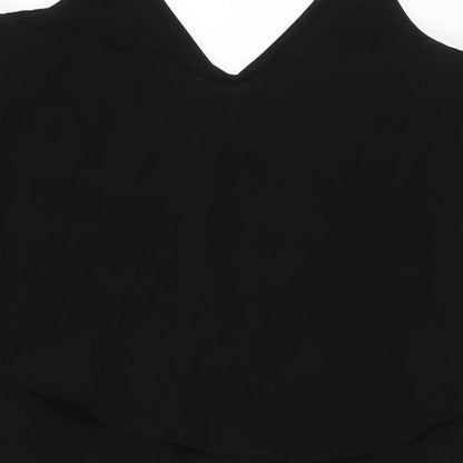 River Island Womens Black Polyester Shift Size 10 V-Neck Pullover
