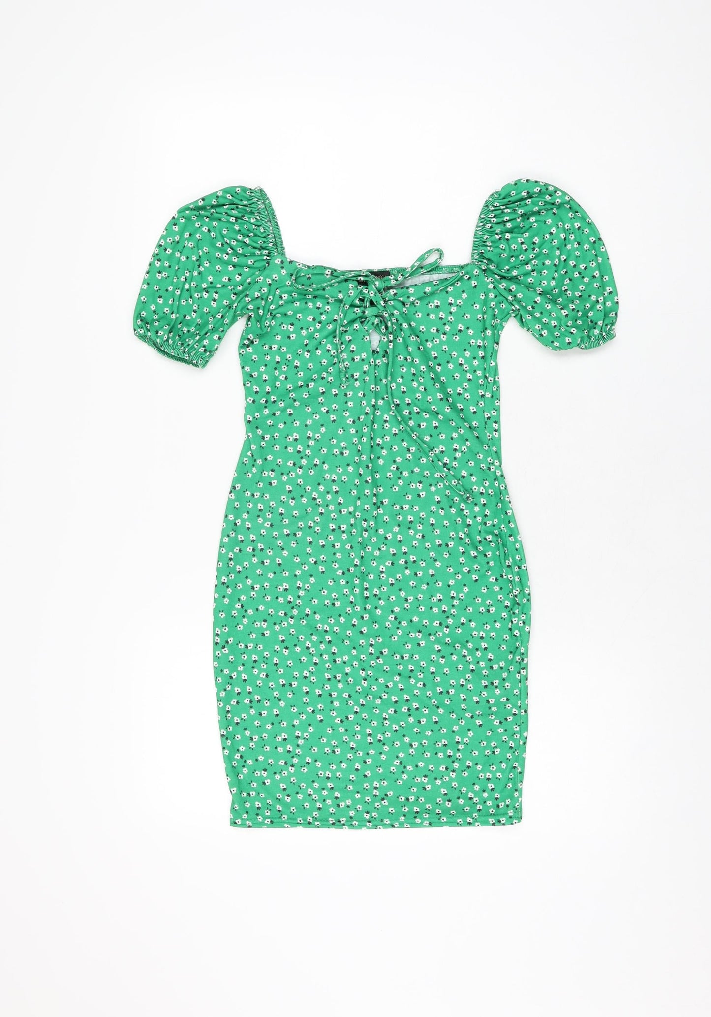 Pink Vanilla Womens Green Floral Polyester Mini Size 6 Sweetheart Pullover