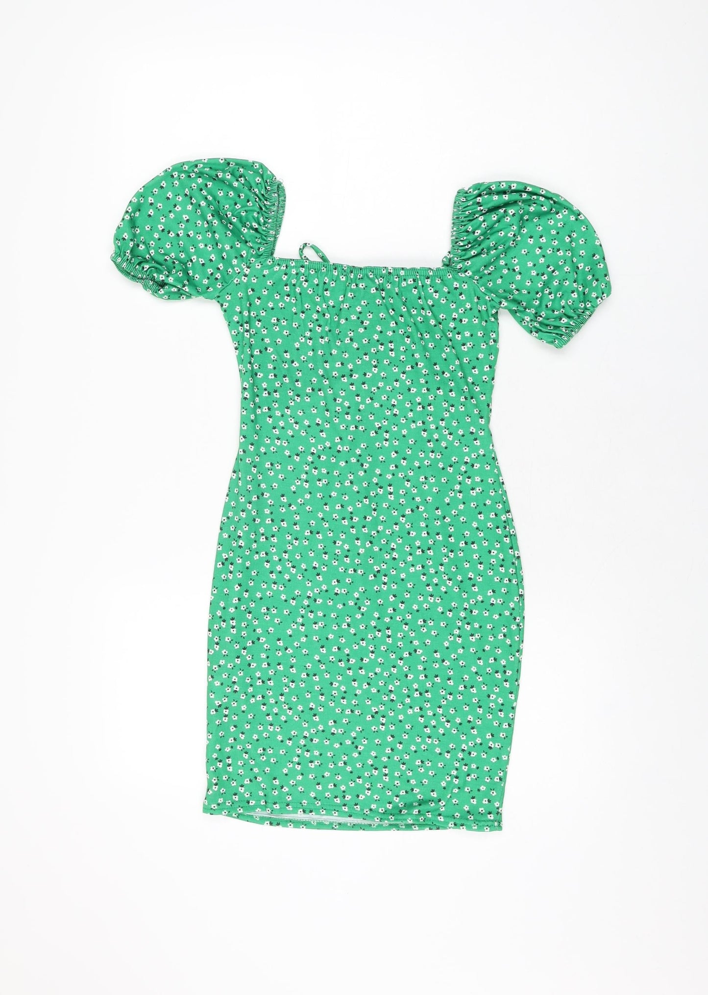 Pink Vanilla Womens Green Floral Polyester Mini Size 6 Sweetheart Pullover